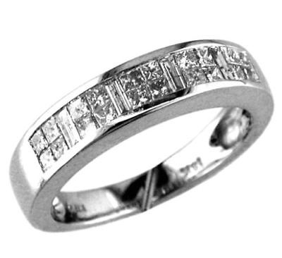 ESTATE .70CT PRINCESS DIAMOND 14K WHITE GOLD 3D TWO ROW WEDDING ANNIVERSARY RING