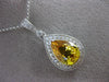 ESTATE 4.48CT DIAMOND & AAA YELLOW SAPPHIRE 14K WHITE GOLD PEAR SHAPE NECKLACE