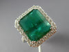 ESTATE LARGE 3.93CT DIAMOND & AAA EMERALD 18KT WHITE GOLD SQUARE ENGAGEMENT RING