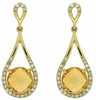 1.87CT DIAMOND & AAA CITRINE 14K YELLOW GOLD 3D ROUND TEAR DROP HANGING EARRINGS