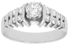 ESTATE .98CT DIAMOND 14KT WHITE GOLD 5 STONE 4 PRONG DOUBLE ROW ENGAGEMENT RING