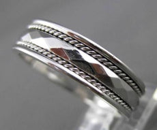 ESTATE WIDE 14KT WHITE GOLD HANDCRAFTED DIAMOND CUT WEDDING BAND RING 6mm #23110