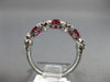 ESTATE WIDE .90CT DIAMOND & AAA RUBY 18K WHITE GOLD WAVE ETOILE ANNIVERSARY RING