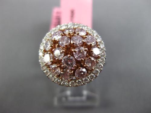 ESTATE WIDE 1.80CT WHITE & PINK DIAMOND 18K 2 TONE GOLD CLUSTER ANNIVERSARY RING