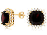 ESTATE LARGE 10.70CT DIAMOND & AAA RHODOLITE 14KT YELLOW GOLD 3D STUD EARRINGS