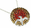 2.10CT DIAMOND & AAA ORANGE & YELLOW SAPPHIRE 14K WHITE GOLD 3D CIRCULAR PENDANT