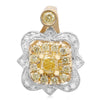 ESTATE .59CT WHITE & FANCY YELLOW DIAMOND 18KT 2 TONE GOLD SQUARE FLOWER PENDANT