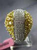 ESTATE EXTRA LARGE 9.0CT WHITE & FANCY YELLOW DIAMOND 18K TWO TONE GOLD FUN RING