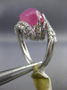 ESTATE EXTRA LARGE 15.0CT DIAMOND & AAA STAR RUBY 18KT WHITE GOLD 3D LOVE RING