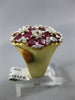 ESTATE EXTRA LARGE 6.50CT DIAMOND & AAA RUBY 14K YELLOW GOLD FLOWER RING#22260