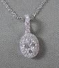 ESTATE .45CT DIAMOND 18KT WHITE GOLD 3D OVAL CLUSTER FLOATING PENDANT & CHAIN