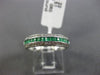 ESTATE .73CT DIAMOND & AAA EMERALD 18K WHITE GOLD SEMI ETERNITY ANNIVERSARY RING