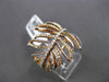 ESTATE WIDE .67CT FANCY YELLOW & WHITE DIAMOND 18KT ROSE GOLD 3D LEAF RING CUTE!