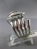 ANTIQUE WIDE .60CT DIAMOND 14KT WHITE GOLD 3D CLASSIC PAVE LEAF COIL RING #16809