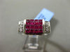 ESTATE WIDE 3.17CT DIAMOND & RUBY 18KT WHITE GOLD RECTANGULAR DOUBLE SIDED RING