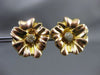 ESTATE EXTRA LARGE .35CT DIAMOND 14KT YELLOW GOLD 3D FLOWER STUD EARRINGS