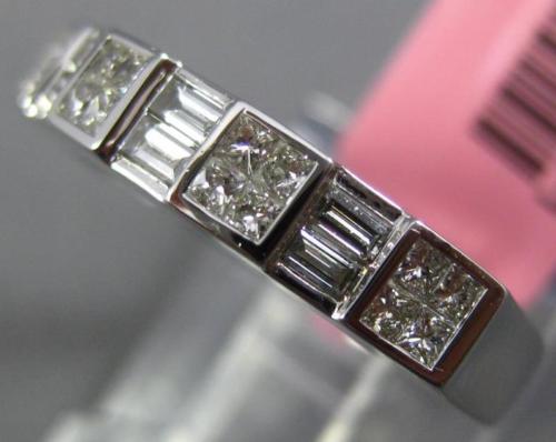 ESTATE .52CT DIAMOND 18KT WHITE GOLD 3D SQUARE 2 ROW WEDDING ANNIVERSARY RING