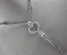 ANTIQUE .70CT DIAMOND 14K WHITE GOLD 3D CLASSIC DROP HEART TASSEL NECKLACE #9517