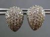 ESTATE LARGE 2.82CT DIAMOND 18KT WHITE GOLD 3D PUFF PEAR SHAPE HUGGIE EARRINGS