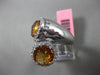 ESTATE EXTRA LARGE .45CT DIAMONDS & CITRINE 14KT WHITE GOLD DOUBLE HALO FUN RING