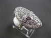 ANTIQUE LARGE 1.20CT DIAMOND 14KT WHITE GOLD 3D OVAL FILIGREE MILGRAIN RING