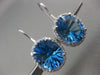 ESTATE MASSIVE 9.90CT DIAMOND & BLUE TOPAZ 14KT WHITE GOLD OVAL HANGING EARRINGS