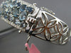 WIDE 20.44CT DIAMOND & AAA AQUAMARINE 18K WHITE GOLD 3D MULTI ROW CLUSTER BANGLE