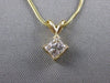 ESTATE .53CT PRINCESS DIAMOND SOLITAIRE 14K GOLD HANGING PENDANT FANCY 16" #5251