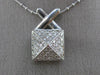 ESTATE LARGE 1.4CT DIAMOND 18K WHITE GOLD TRIANGULAR X LOVE PYRAMID PENDANT #481