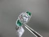 ESTATE 1.31CT DIAMOND & AAA SEMI MOON EMERALD 14KT WHITE GOLD 3D ENGAGEMENT RING