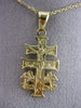 ESTATE 14K YELLOW GOLD HANDCRAFTED CROSS OF THE ANGELS FLOATING PENDANT #24862
