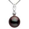 ESTATE .08CT DIAMOND & AAA TAHITIAN PEARL 14KT WHITE GOLD BEZEL 3 STONE PENDANT