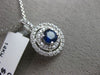 ESTATE .96CT DIAMOND & AAA SAPPHIRE 14KT WHITE GOLD DOUBLE HALO ROUND PENDANT