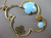 ESTATE LARGE .19CT DIAMOND & TURQUOISE 14KT YELLOW GOLD 4 LEAF CLOVER NECKLACE