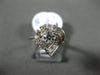 ESTATE .65CT ROUND & BAGUETTE DIAMOND 18K WHITE GOLD HEART SHAPE ENGAGEMENT RING