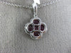 ESTATE 1.51CT DIAMOND & AAA RUBY 18KT WHITE GOLD 3D 4 LEAF CLOVER FLOWER PENDANT