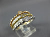 ESTATE WIDE .11CT ROUND CUT DIAMOND 18K TRI COLOR GOLD BEADED STACKABLE FUN RING