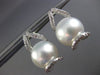 ESTATE LARGE .4CT DIAMOND & AAA SOUTH SEA PEARLS 18K WHITE GOLD HANGING EARRINGS