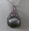 ESTATE LARGE .40CT RUBY 14KT BLACK GOLD 3D HANDCRAFTED SHELL FILIGREE  PENDANT