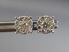 ESTATE .54CT ROUND DIAMOND 14KT WHITE GOLD 3D CLASSIC CLUSTER STUD EARRINGS 8mm