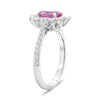2.13CT DIAMOND & AAA PINK SAPPHIRE 18KT WHITE GOLD OVAL FLOWER ENGAGEMENT RING