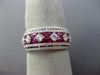 ESTATE WIDE 2.08CT DIAMOND & AAA RUBY 18KT WHITE GOLD MULTI ROW ANNIVERSARY RING