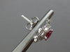 ESTATE LARGE 2.49CT DIAMOND & AAA RUBY 18KT WHITE GOLD OVAL FLOWER STUD EARRINGS