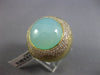 ESTATE EXTRA LARGE 13.20CT DIAMOND & AAA BLUE AGATE 18KT YELLOW GOLD FLOWER RING