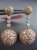 ESTATE 7.13CT WHITE & PINK DIAMOND 18KT WHITE & ROSE GOLD BALL HANGING EARRINGS