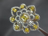 ESTATE LARGE 2.19CT WHITE & FANCY YELLOW DIAMOND 18K TWO TONE GOLD FLOWER RING
