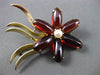 ANTIQUE LARGE 15.0CT AAA GARNET & PEARL 14KT YELLOW GOLD FLOWER BROOCH PIN #2968