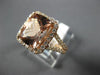 ESTATE LARGE 5.10CT DIAMOND & AAA MORGANITE 14KT ROSE GOLD HALO ENGAGEMENT RING