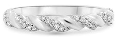 ESTATE .14CT DIAMOND 14KT WHITE GOLD ROPE SEMI ETERNITY WEDDING ANNIVERSARY RING