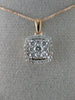 ESTATE .50CT DIAMOND 14KT WHITE & ROSE GOLD CLUSTER HALO SQUARE FLOATING PENDANT